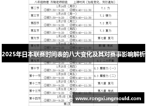 2025年日本联赛时间表的八大变化及其对赛事影响解析